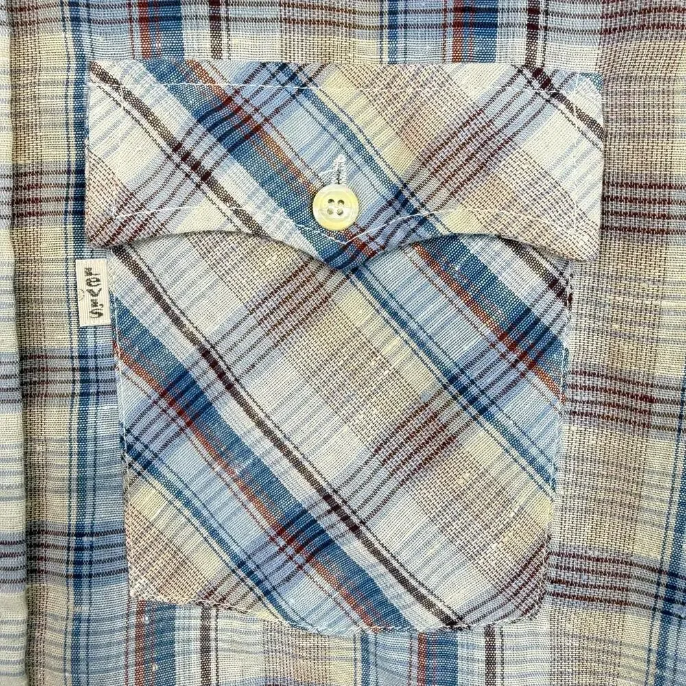 Levi's Plaid Button Up Long Sleeve Shirt 1970 Vintage Medium Cotton Western